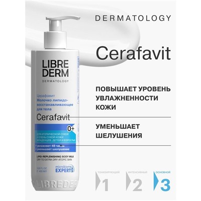 Молочко Librederm Cerafavit для сухой и очень сухой кожи с церамидами и пребиотиком, 400 мл