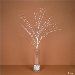 Ветка декоративная стеклярус 84 см / MA694 /уп 80/240/серебро