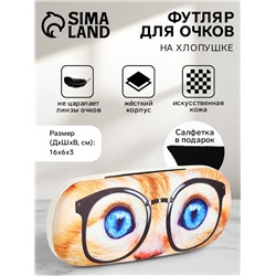 Футляр для очков на хлопушке, с принтом, размер 16×6×3 см, рыжий