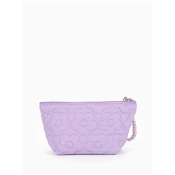 Косметичка женская «Цветочки», на молнии, ручка из бусин, сиреневая