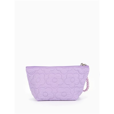 Косметичка женская «Цветочки», на молнии, ручка из бусин, сиреневая