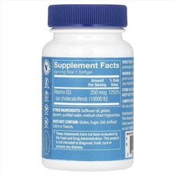 The Vitamin Shoppe, витамин D3, 250 мкг (10 000 МЕ), 100 мягких таблеток
