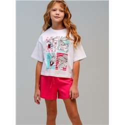 Комплект трикотажный для девочек: фуфайка (футболка), шорты