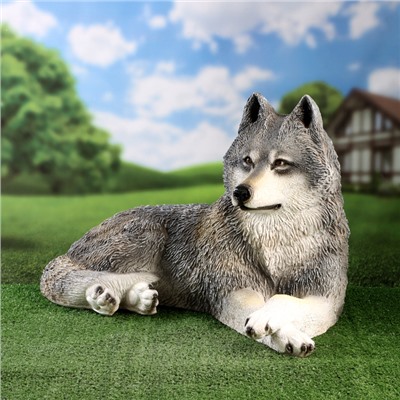 Садовая фигура из полистоуна «Волк лежит», 43×60×43 см