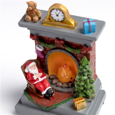 Светодиодная фигура «Камин» 13×9×6 см, полистоун, батарейки АААх2 (не в комплекте), свечение тёплое белое