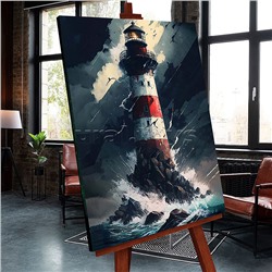 Картина по номерам 40х50 "Морской маяк" со светящейся краской (22 цвета)