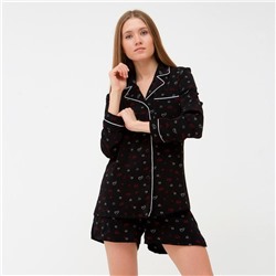 Пижама женская (рубашка, шорты) MINAKU: Light touch, размер 42, чёрная
