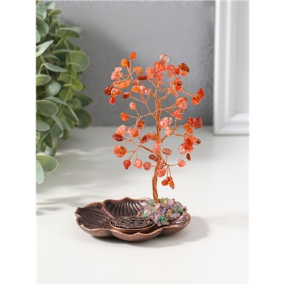 Подставка под благовония «Дерево на цветке», рыжий, 72 камня, 9×9×13.5 см