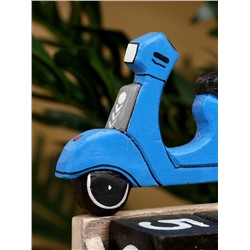 Календарь настольный «Мопед», 14×5.5×14 см, дерево, синий