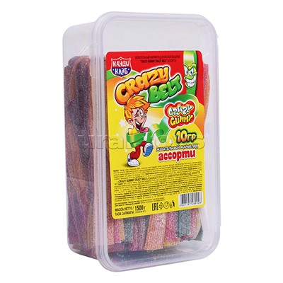 Жевательный мармелад в кислой обсыпке "Crazy Gummy crazy belt" ассорти 10гр*150шт
