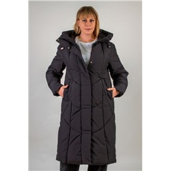Зимняя удлиненная куртка с капюшоном, арт. 28135 (Черный)