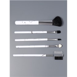 Набор кистей для макияжа «Мрамор», 5 предметов, белый, чёрный