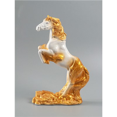 УЦЕНКА Фигура "Победоносный конь" 34х22х9 см, белый с золотом