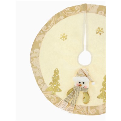 Коврик под ёлку «Снеговик и ёлочки» d=57 см, бело-золотой