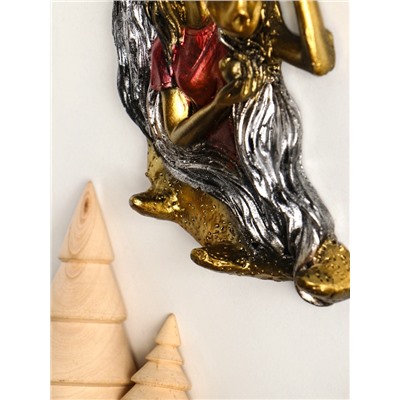 Ключница настенная декоративная «Конь с девушкой на счастье», панно с крючками, 22×14×4 см