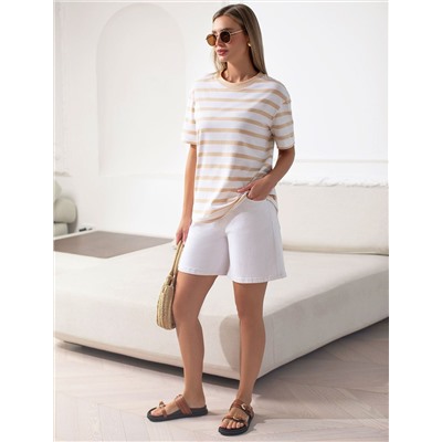 Свободная футболка в широкую полоску из премиального хлопка с эластаном