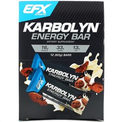 EFX Sports, Karbolyn Energy Bar, Cookies & Cream, 12 Bars, 2.12 (60 g) Each