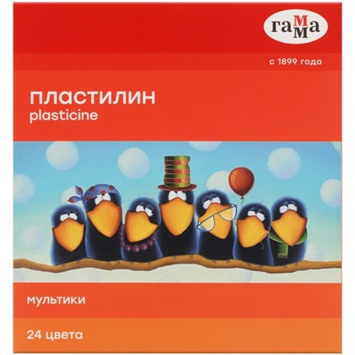 Пластилин «Гамма. Мультики», 24 цвета, 480 г, со стеком, картонная упаковка