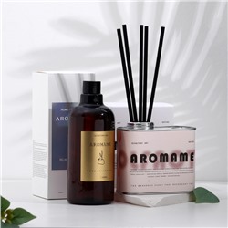 Набор диффузор ароматический Aromame, зелёный лайм, базилик, цитрус 500 мл прямоуг банка