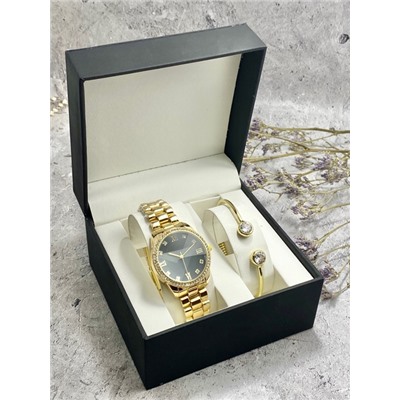 Подарочный набор для женщин часы, 2 браслета + коробка #22863156