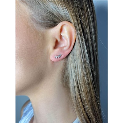 Серьги каффы из серебра с фианитами родированные 925 пробы С-2462рс200