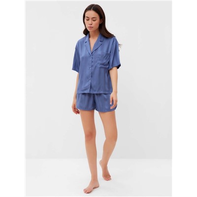 Пижама женская (рубашка, шорты) KAFTAN «Полоса», размер 48-50, синяя