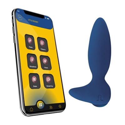 Синий анальный вибратор Little Rocket II + APP