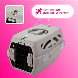 Переноска пластиковая «Неон» 48×32×29.5 см, вес животного до 12 кг, серая