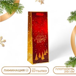 Пакет подарочный новогодний под бутылку «Верь в чудеса», 13×36×10 см