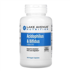Lake Avenue Nutrition, Acidophilus и Bifidus, смесь пробиотиков, 8 млрд КОЕ, 180 растительных капсул