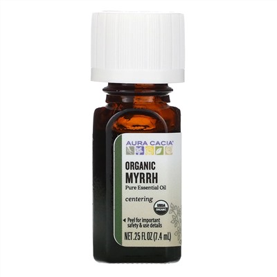 Aura Cacia, чистое эфирное масло, органическая мирра, 7,4 мл (0,25 жидк. унции)