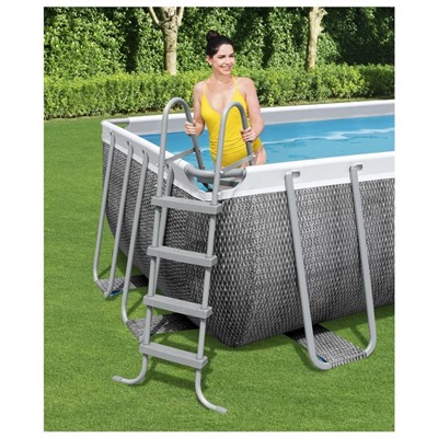 Бассейн каркасный Bestway Power Stee 56996, 488×244×122 см, фильтр-насос, лестница, тент, диспенсер, прямоугольный