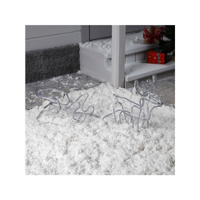 Светодиодная фигура «Олень с санями», олень: 48×48×22 см, сани: 45×23×23 см, дюралайт, 216 LED, 220 В, мерцание, свечение белое/синее