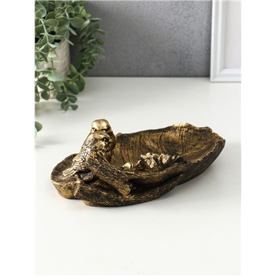 Подставка для мелочей «Птички», полистоун, 26×17×8 см, под золото