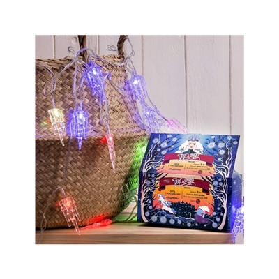 Гирлянда «Нить» 5 м с насадками «Льдинка», IP20, прозрачная нить, 20 LED, свечение мульти (RG/RB), мигание, 220 В