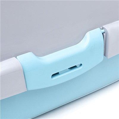 Туалет-домик для кошек закрытый с дверцей 43×32×33 см, бирюзово-серый