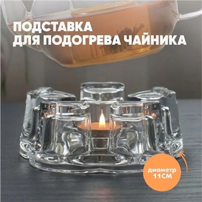 Подставка для подогрева «Хрусталик», d=11 см, стекло, прозрачная