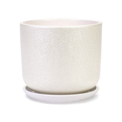 Горшок для цветов «Жемчуг», 5.4 л, d=21.5 см, h=19 см, керамический, с поддоном, белый