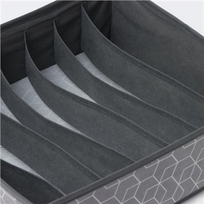 Органайзер для хранения белья Доляна «Фора», 7 ячеек, 34×30.5×10 см, серый