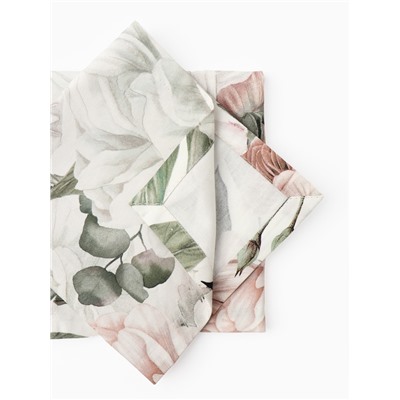 Набор салфеток с декоративными кольцами Этель «Пионы» 40×40 см - 4 шт., 100% хл, саржа