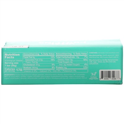 Vital Proteins, Collagen Bar, Mint Chocolate, 12 Bars, 1.8 oz (50 g) Each