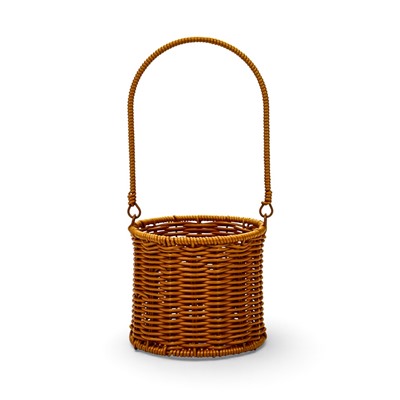 Корзина плетёная для хранения «Цилиндр», 14×14×12 см, ручка h=16 см, пластиковая, коричневая