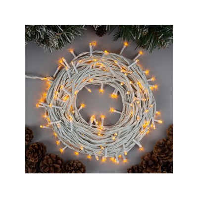УЦЕНКА Гирлянда «Нить» 20 м, IP20, белая нить, 200 LED, свечение жёлтое, 8 режимов, 220 В