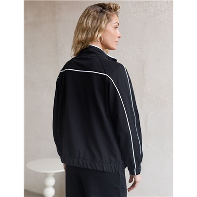 Свободный бомбер с лампасами на молнии из петельчатого футера двухнитки с эластаном