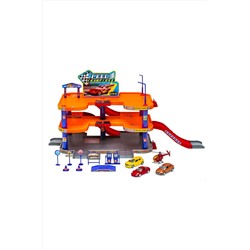 Игрушка игровой набор Гараж, 3 уровня, включает 3 машины и вертолет WELLY, 267152
