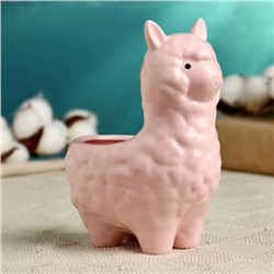 Декоративный горшок для цветов «Лама Лёля», керамический, 250 мл, 15×8×12 см, розовый