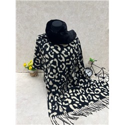 Мягкий палантин из кашемира с норковым воротником мультицвет