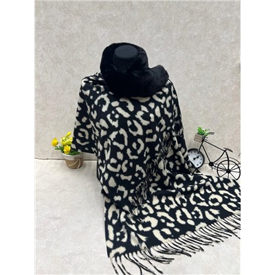 Мягкий палантин из кашемира с норковым воротником мультицвет