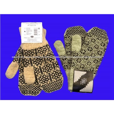 2 ПАРЫ - Варежки женские шерстяные арт. 6А63