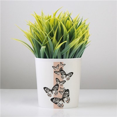 Кашпо для цветов «Бабочки», 1.6 л, d=14 см, h=14 см, пластиковое